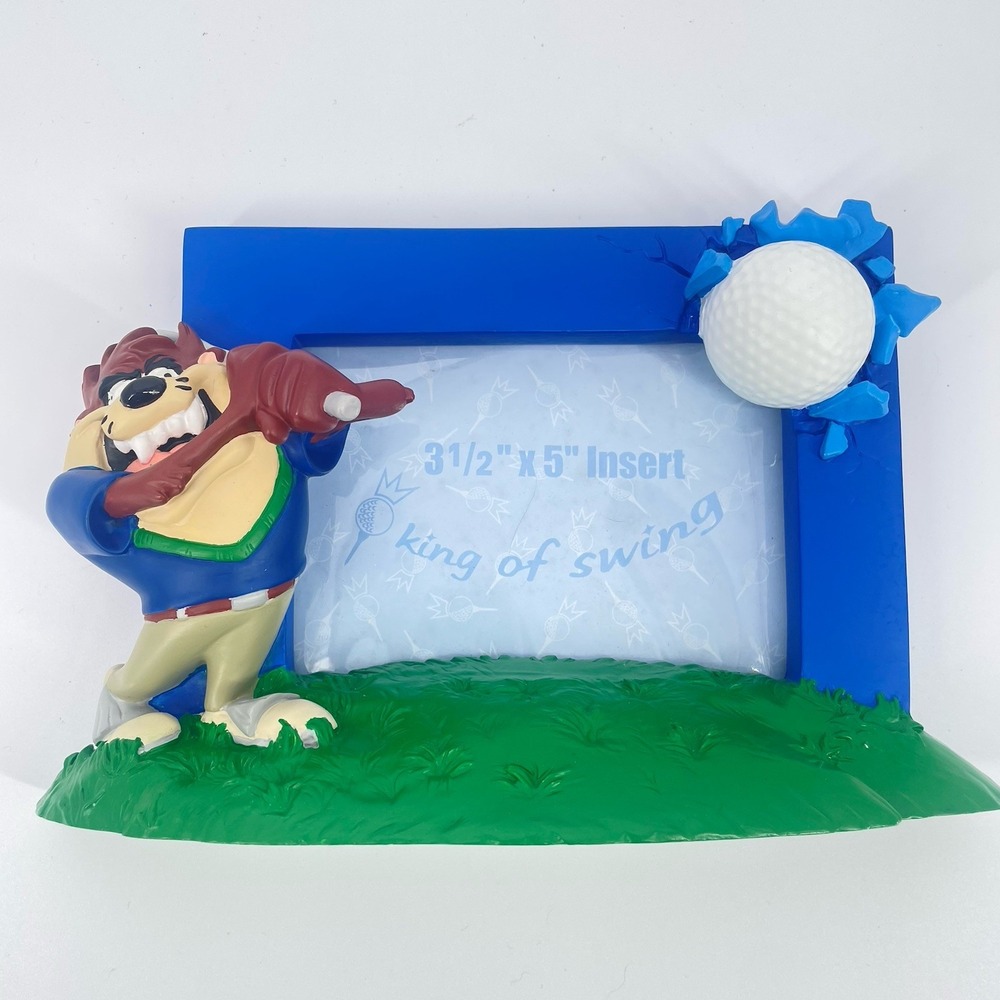 Vintage 1998 Tazmanian Devil Golf Picture Frame 3.5" X 5 Warner Bros Studios 3D